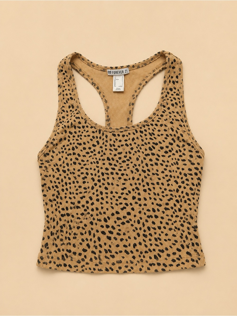 Forever 21 Leopard Print Ribbed Racerback Tank Top